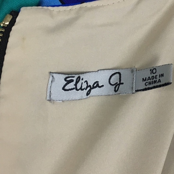 ELIZA J Shift Dress Retro Mod Geo Elbow Length Sleeves Wedding Guest Attire 10 - Picture 8 of 13